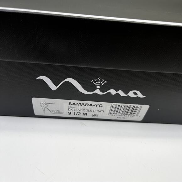 Nina Shoes Samara Glitter Stiletto Platform heels dark silver - 9.5 - Picture 12 of 12